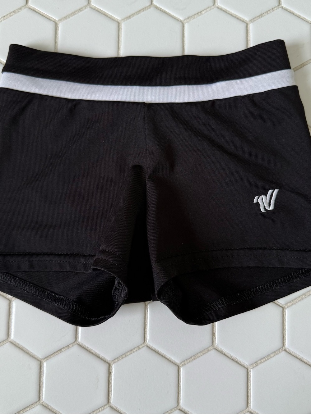 Black and white varsity dance/cheer shorties